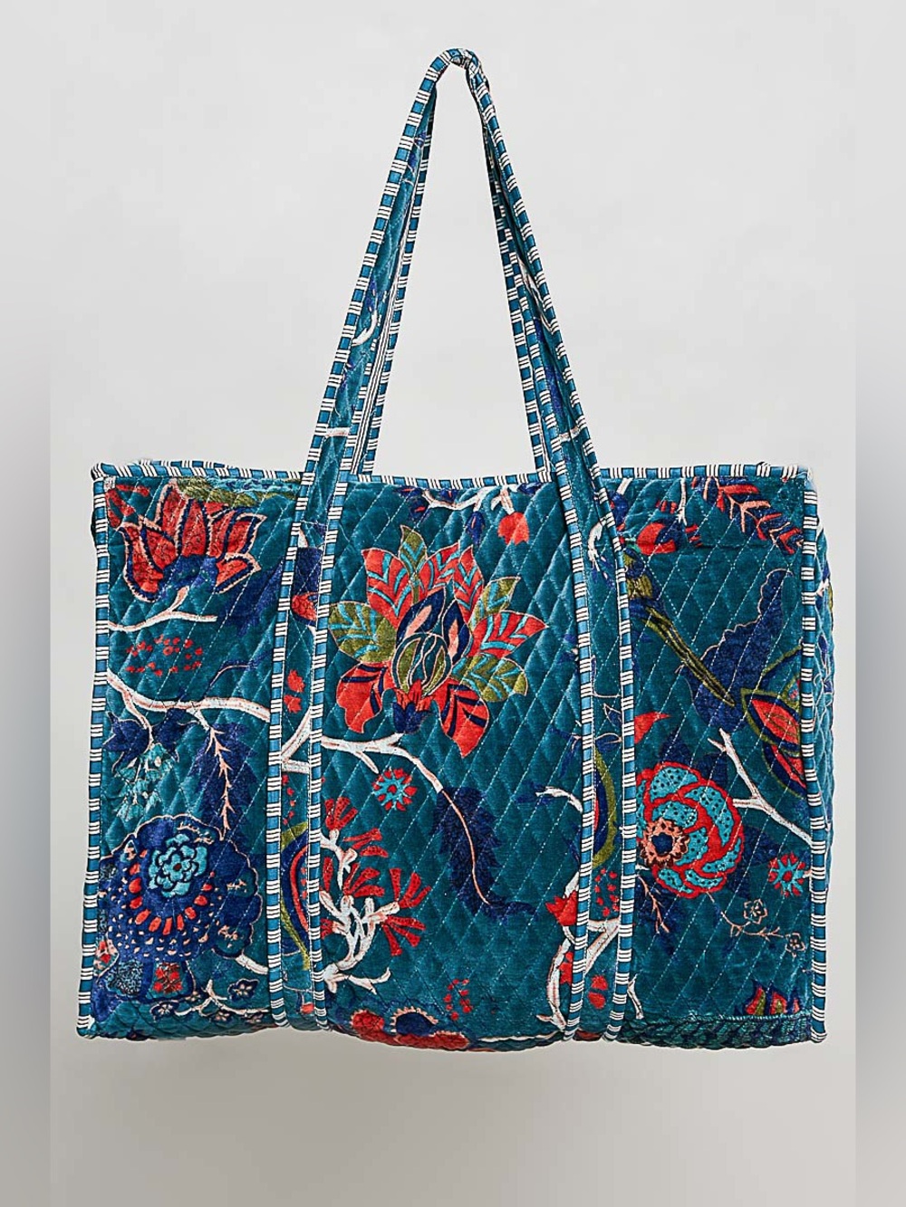 New POL Teal Floral Quilted Tote Bag - Picture 4 of 8